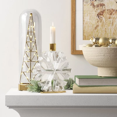 11.75" Battery Operated Lit Christmas Tree Decorative Cloche - Wondershop™