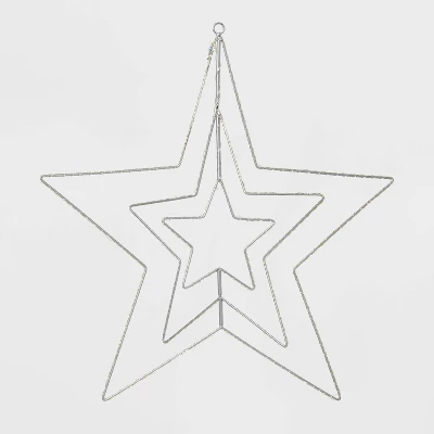 22.5" 287ct LED 3D Silver Star Dewdrop Christmas String Lights Warm White With Silver Wire - Wondershop™ - Image 3