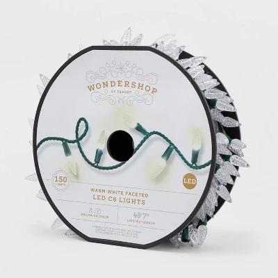 150ct LED C6 Faceted Christmas String Lights Warm White With Green Wire - Wondershop™ - Image 3