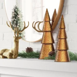 14.25" Hammered Metal Cone Christmas Tree Sculpture - Wondershop™ Gold