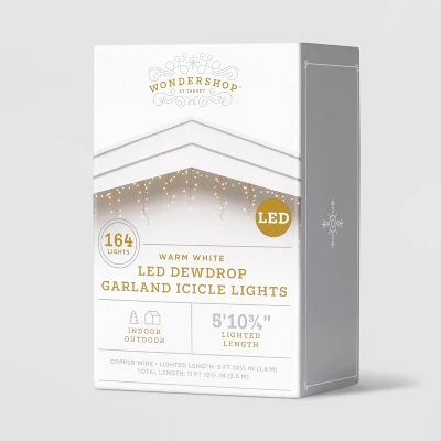 164ct LED High Density Dewdrop Garland Christmas Icicle Lights Warm White With Copper Wire - Wondershop™ - Image 3