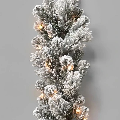 9ft Pre-lit Flocked Cashmere Artificial Christmas Garland Clear Lights - Wondershop™ - Image 2