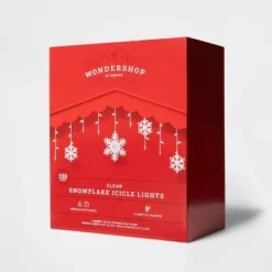 150ct Incandescent Christmas Icicle Lights With Snowflake Novelty Accent Clear Bulbs With White Wire - Wondershop™