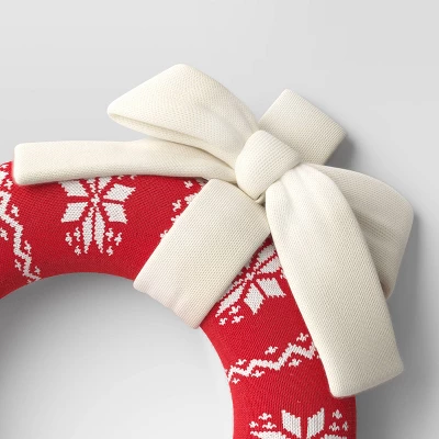 16" Knit Fair Isle Christmas Decorative Wreath Red/White - Wondershop™ - Image 2